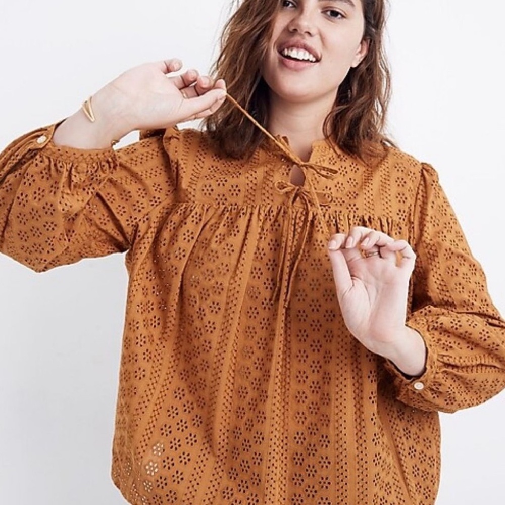 Madewell Mustard Eyelet Blouse